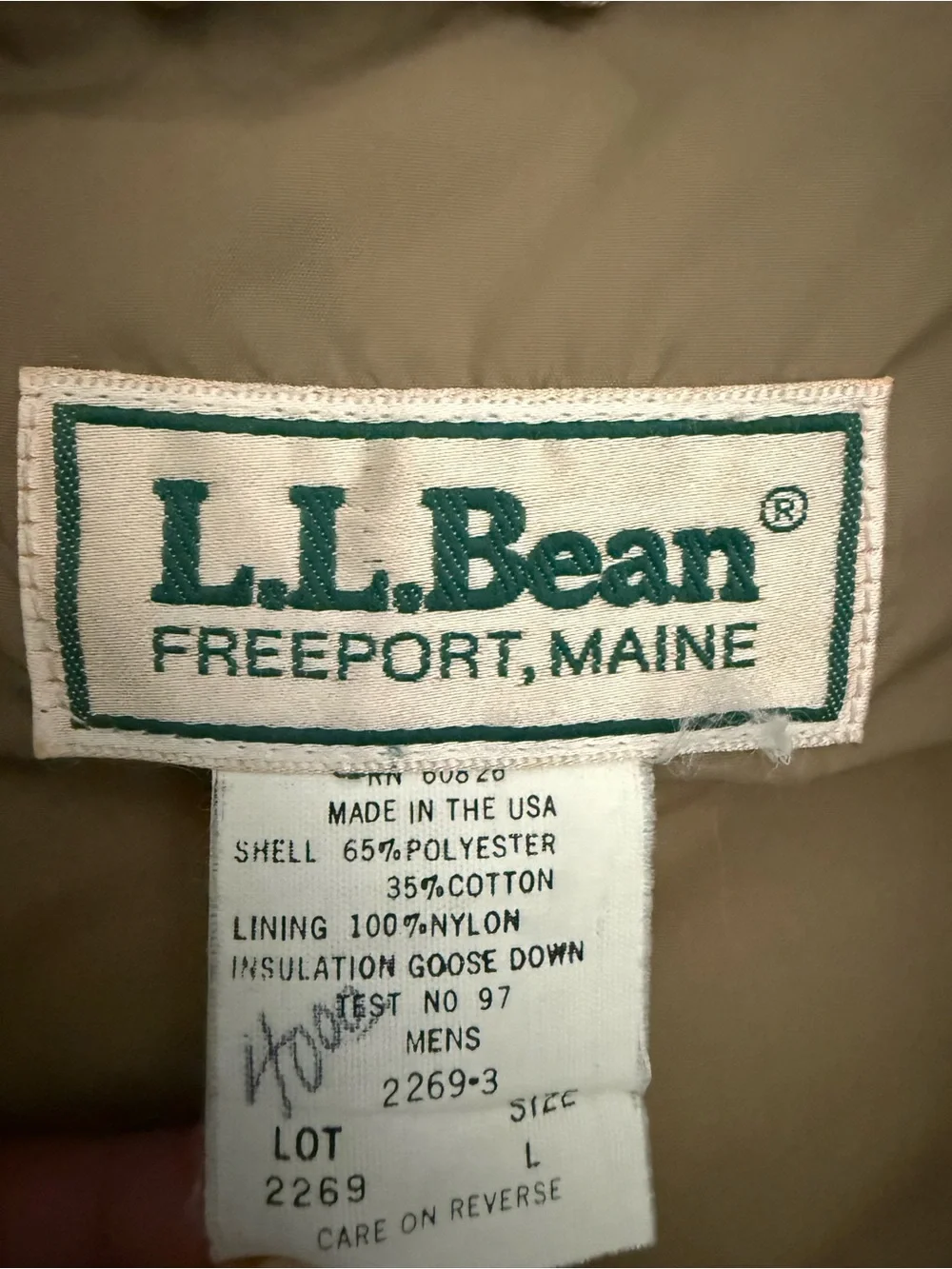 LL Bean men’s vintage camouflage goose down jacket large - Picture 10 of 12